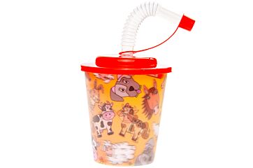 Beker+deksel+rietje boerderij25c