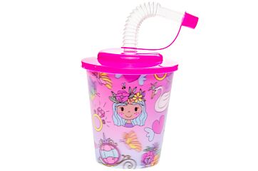 Beker+deksel+rietje prinses 25cl