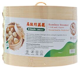 Bamboo steamer 8inch 2bak+deksel