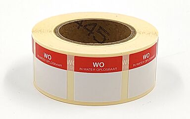 Sticker woe oplosbaar 25x25mm