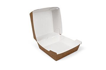Hamburgerbox bruin/wit 9x9x7,8cm