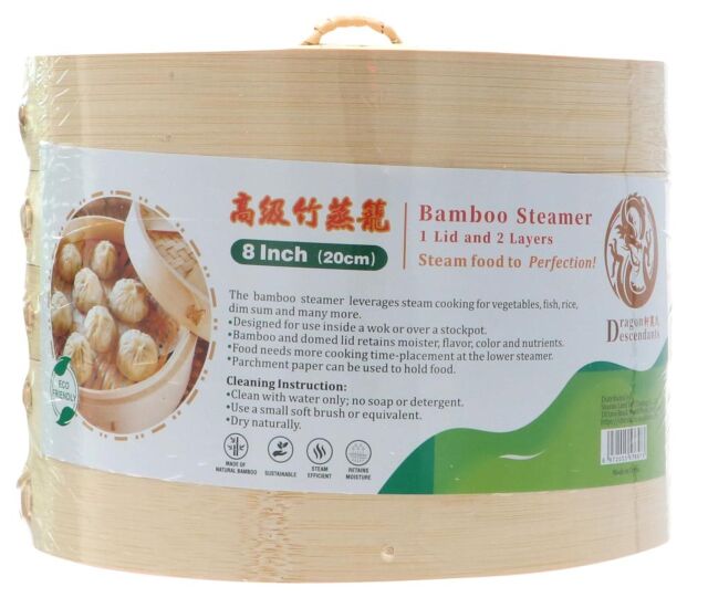 Bamboo steamer 8inch 2bak+deksel