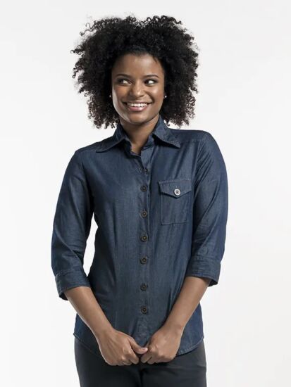 Vrouwen blouse blauw denim S 3/4