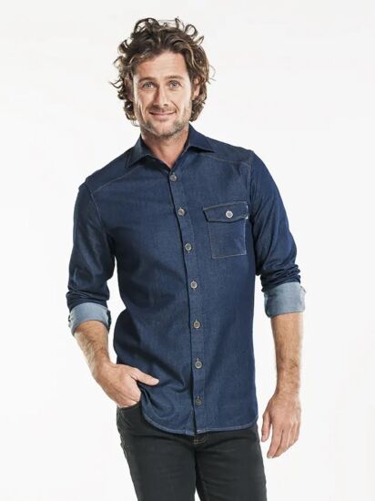 !Mannen overhemd blauw denim XL