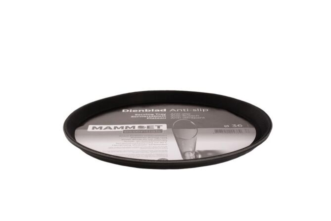 Dienblad zwart rond antisl. 36cm